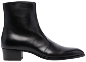 Giày Saint Laurent Wyatt Zipped Boots In Smooth Leather 'Black'
