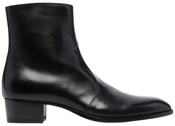 Giày Saint Laurent Wyatt Zipped Boots In Smooth Leather 'Black'