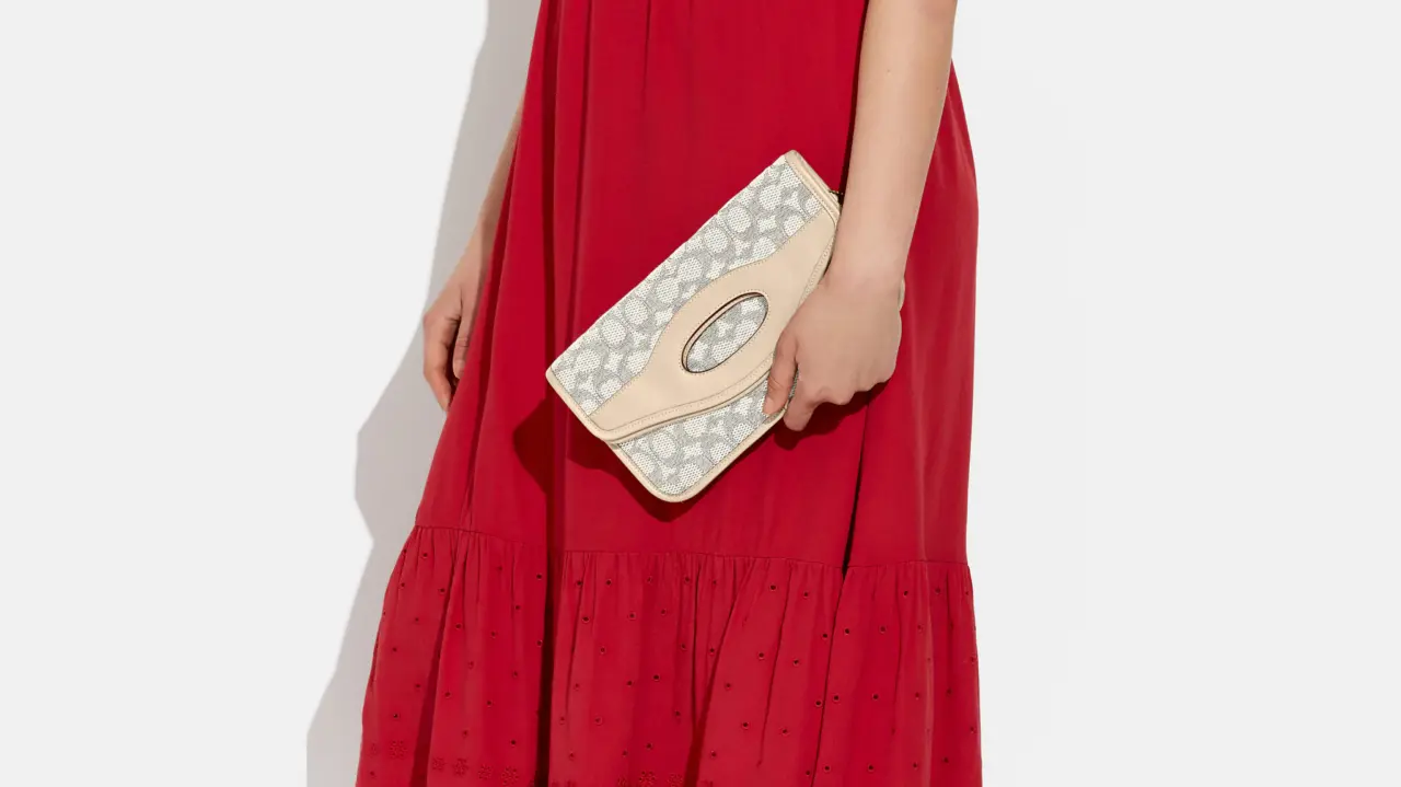 Tui Coach Foldover Clutch Signature 'Chalk Ivory' CA358-B4UDK