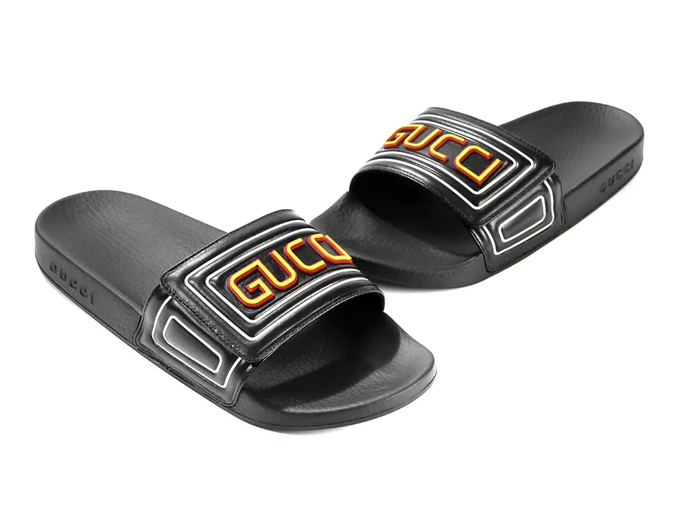 Alternative view of Dép Gucci Logo Leather 'Black' 575072-DIR00-1000