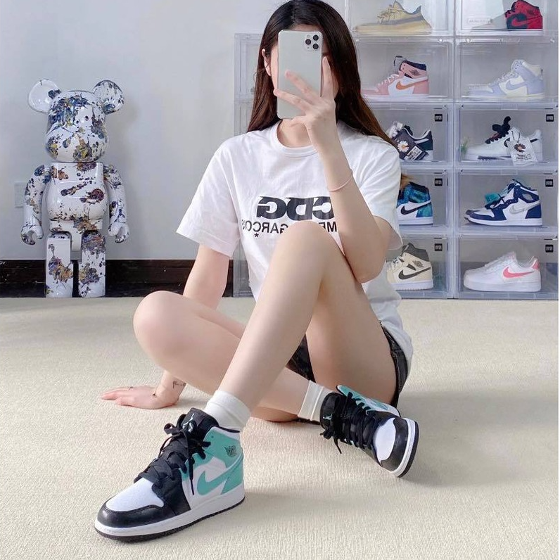 Giày Nike Air Jordan 1 Mid GS 'Tropical Twist' 554725-132 - Ảnh 2