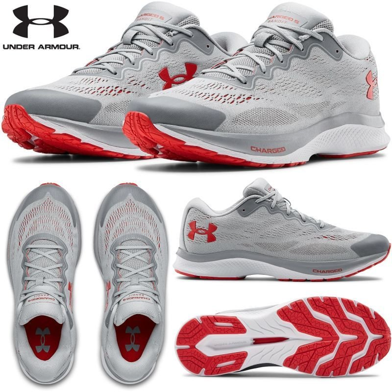Giày Under Armour Charged Bandit 6 'Mod Grey Versa Red' 3023019-104 - Ảnh 2