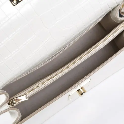 Alternative view of Túi Bally Crocodile-Effect Chevron-Strap 'White' 6230927