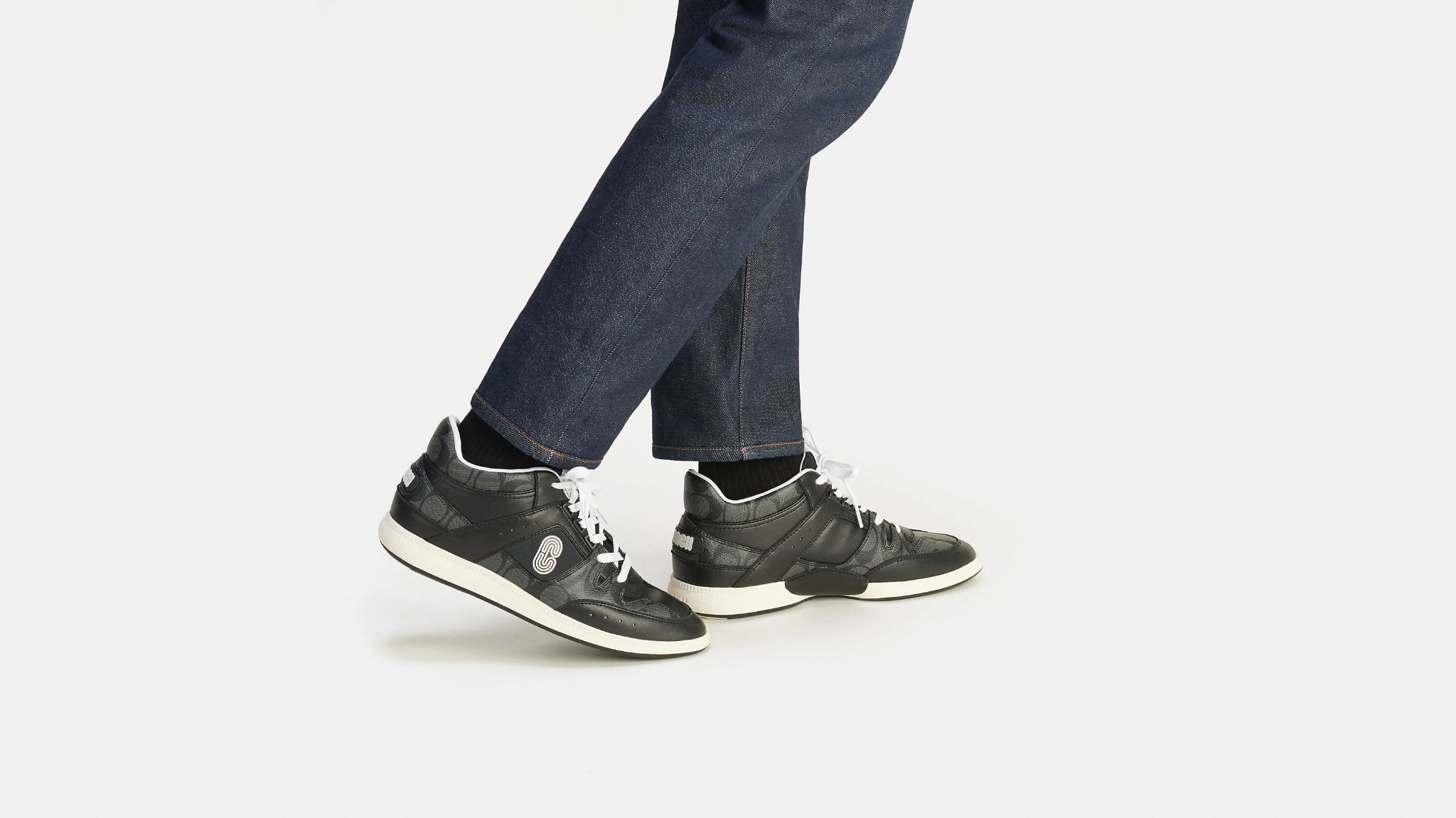 Giay Coach Mid Top Sneaker In Signature Canvas 'Black' CI083-BLK