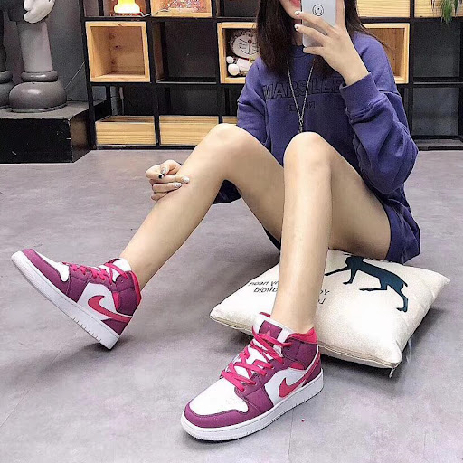 Giày Nike Air Jordan 1 Mid GS 'Rush Pink' 555112-661 - Ảnh 3