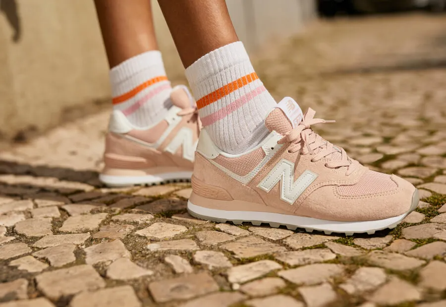 Giày New Balance Wmns 574 'Pink White' WL574OAB - Ảnh 5