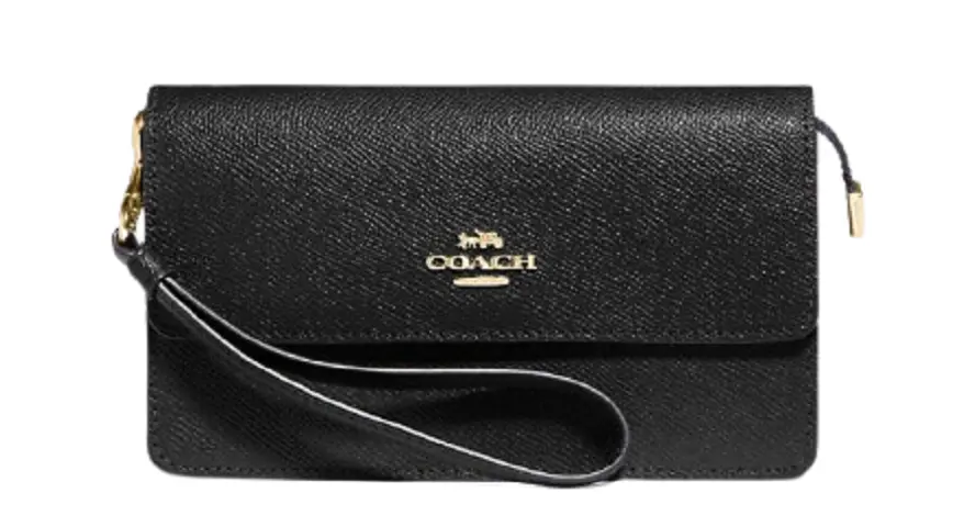 Túi Coach Foldover Wristlet Black Gold F73793