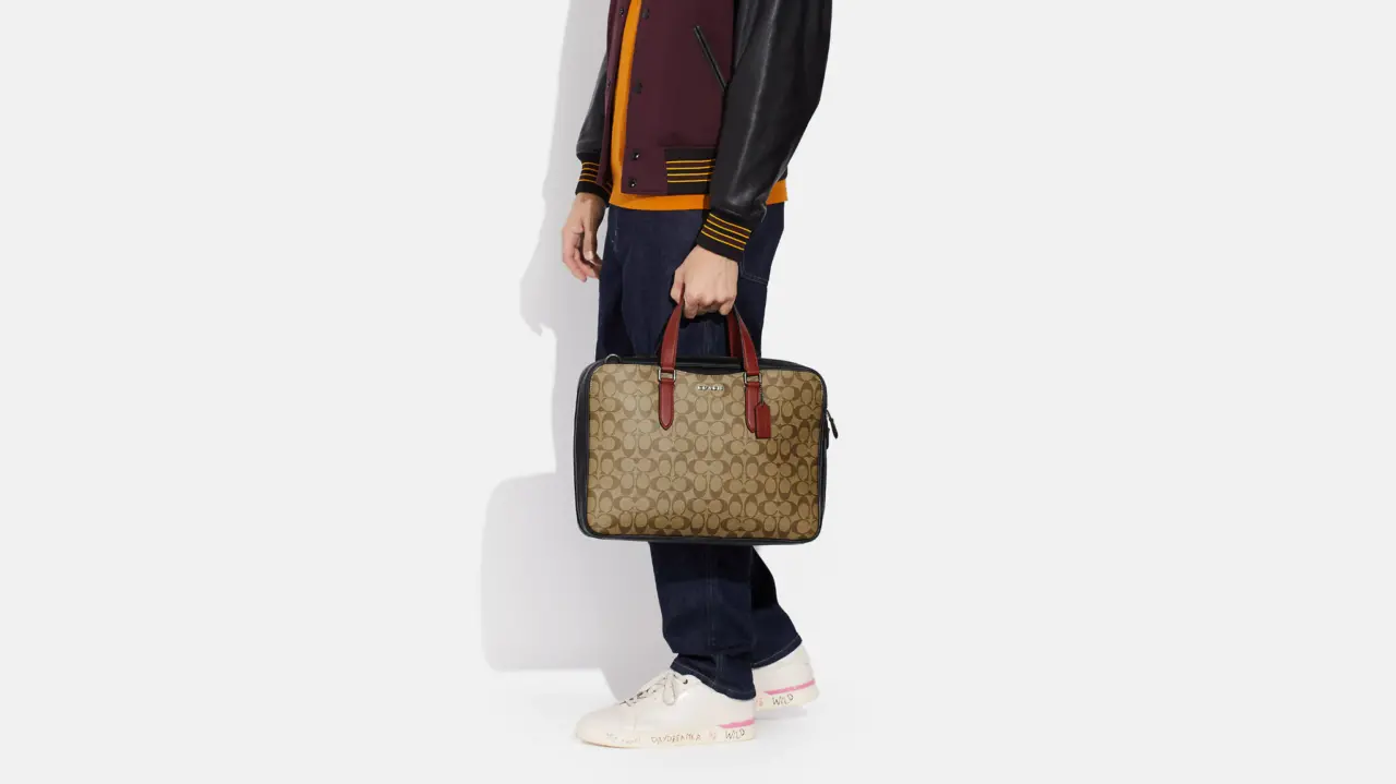 Tui Coach Graham Slim Brief Signature Canvas 'Khaki' C8169-QBTUI