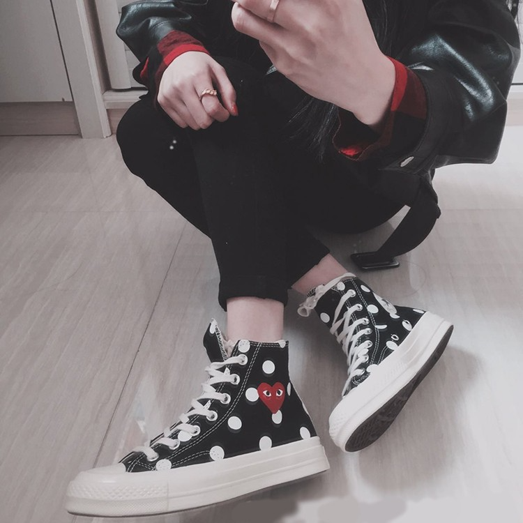 Giày Converse Comme des Garçons x Chuck Taylor All Star 70 Hi 'Black Polka Dot' 157250C - Ảnh 3