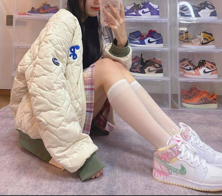 Giày Nike Air Jordan 1 Mid SE GS 'Paint Drip' DD1666-100 - Ảnh 9