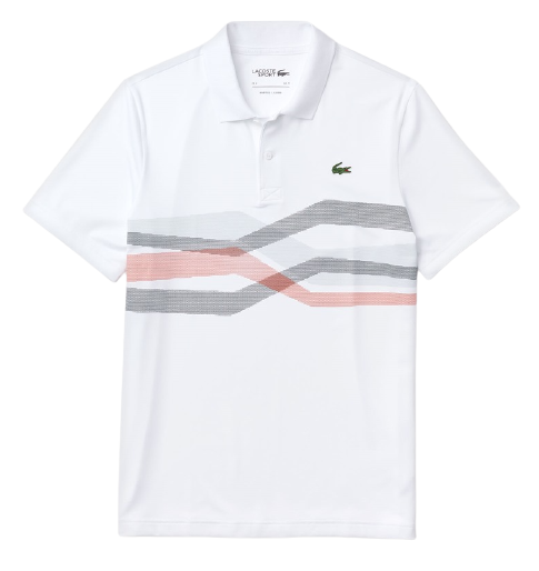 Áo Lacoste Men's SPORT Graphic Breathable Golf Polo SWX White Navy DH4761