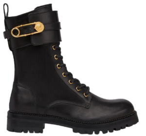 Giày Versace Safety Pin Leather Boots Black DST419E-DVTA3-D41OH