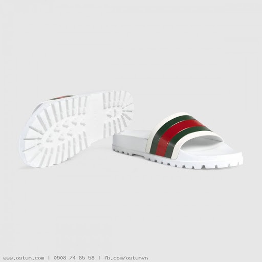 Dép Gucci Web Slide Sandal White 429469 GIB10 9079 - Ảnh 3