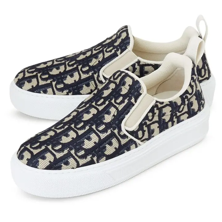 Giày Deep Blue Dior Oblique Embroidered Cotton Slip On KCK298OBE-S56B - Ảnh 2