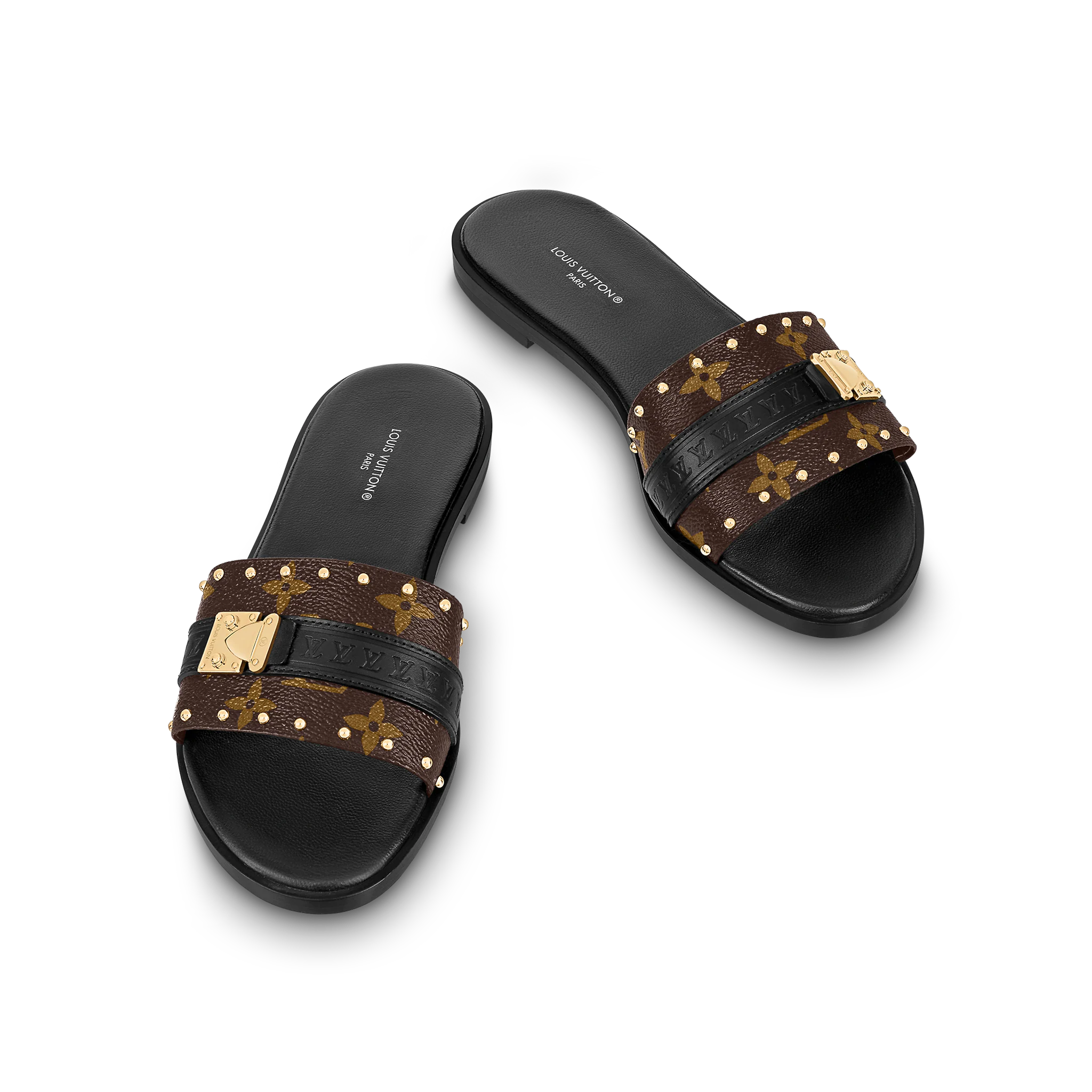 Dép Louis Vuitton Lock It Flat Mules 'Black' 1AAC3S - Ảnh 3