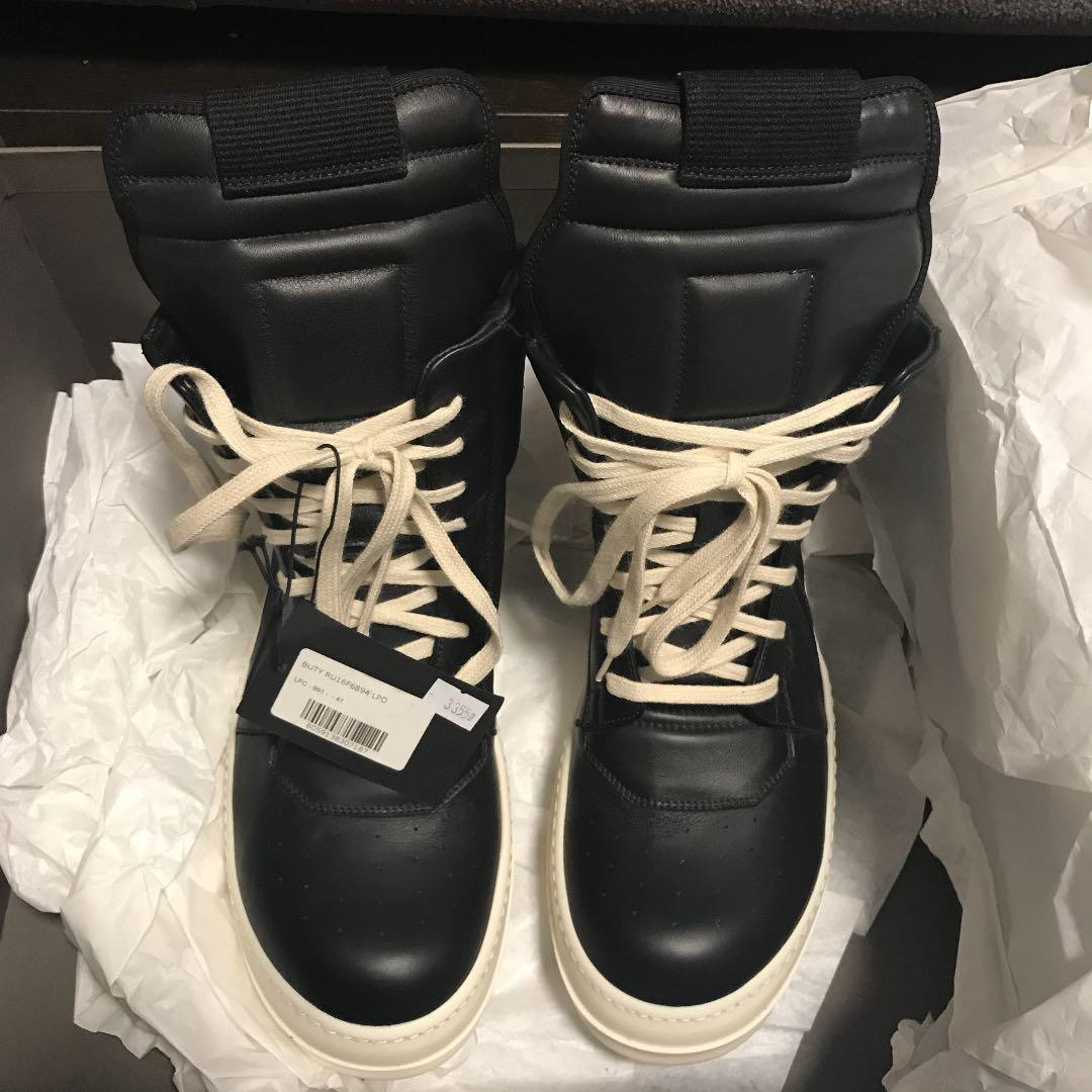 Giày Rick Owens Geobasket Leather High Top Sneaker Black RU16F6894 LPO 991 - Ảnh 6