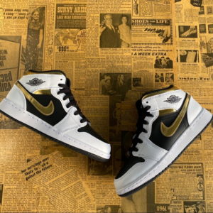 Alternative view of Giày Nike Air Jordan 1 Mid GS 'White Gold' 554725-190