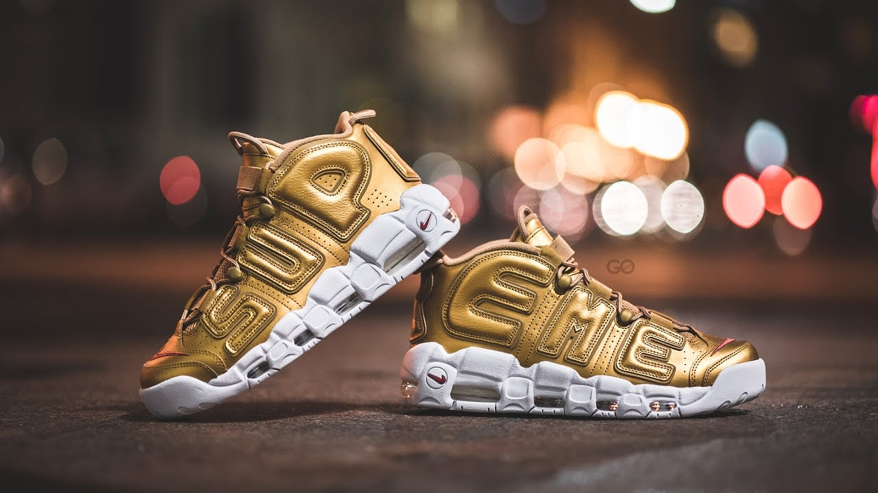 Giày Nike Supreme x Air More Uptempo 'Metallic Gold' 902290-700 - Ảnh 6