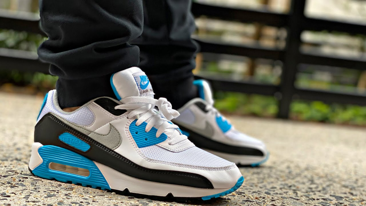 Giày Nike Air Max 90 Mesh GS 'Blue Lagoon' 833418-101 - Ảnh 6
