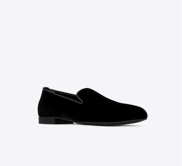 Giày Saint Laurent Smoking 15 Slippers In Velvet 'Black' - Ảnh 2