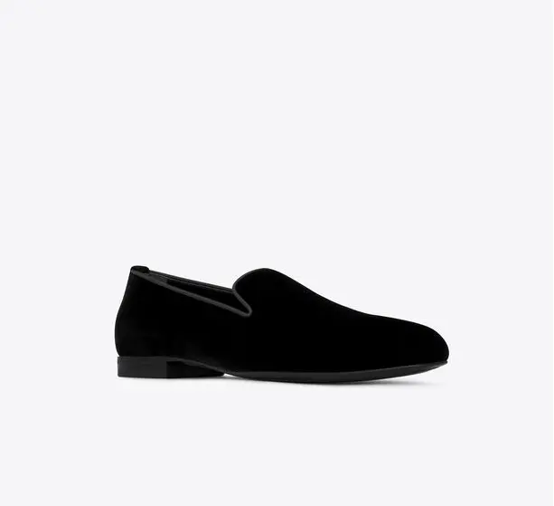 Alternative view of Giày Saint Laurent Smoking 15 Slippers In Velvet 'Black'