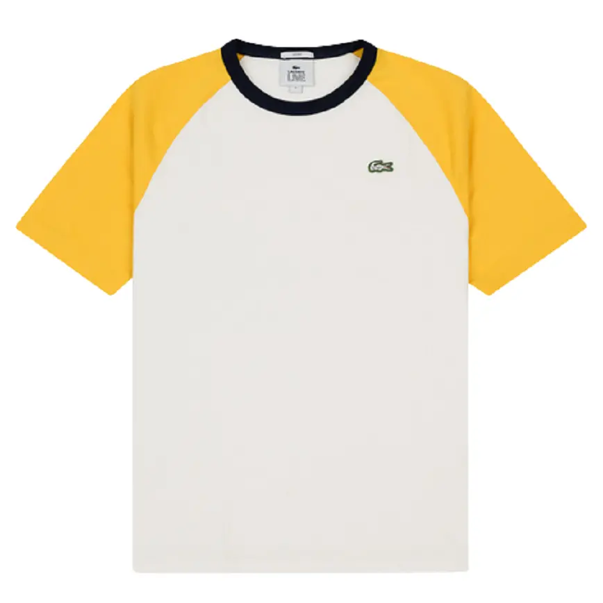 Áo Lacoste Crew Neck Colourblock White Yellow Black TH3759-8XK