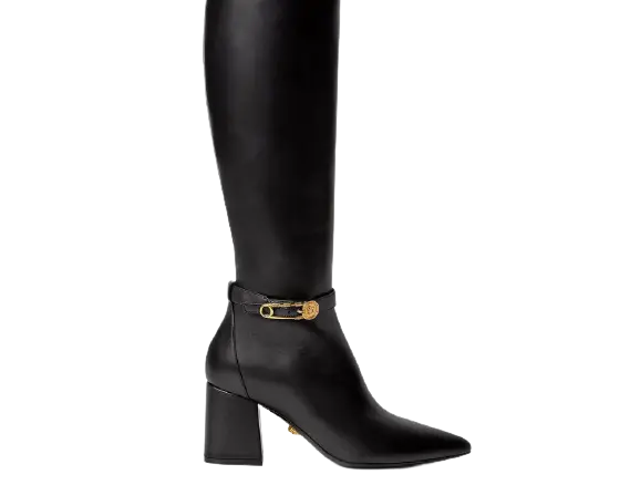 Giày Versace Safety Pin Knee High Boots Black 1003676-DVT2P-1B00V