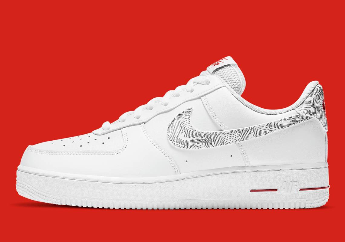 Giay Nike Air Force 1 Low 'Topography Pack White University Red' DH3941-100