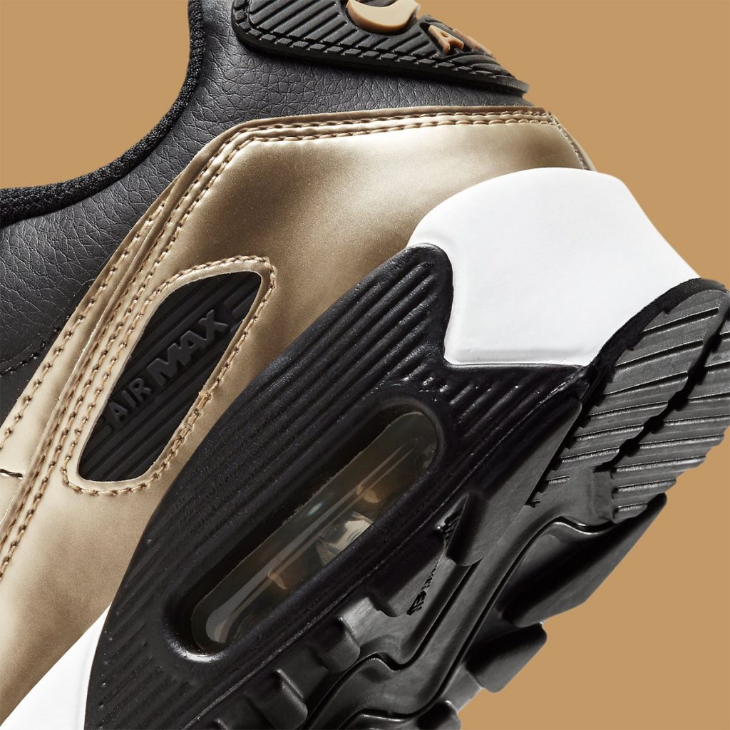 Giày Nike Air Max 90 LTR GS 'Black Metallic Gold Star' CD6864-008 - Ảnh 9