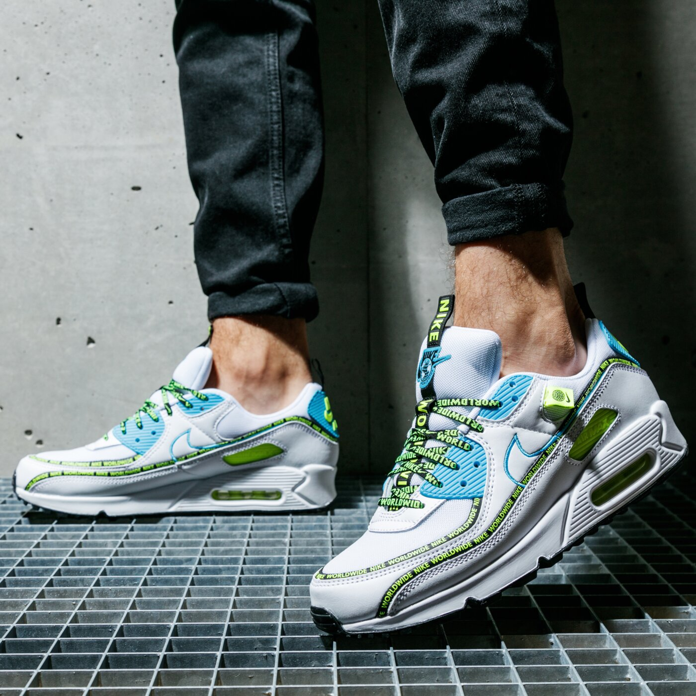 Giày Nike Air Max 90 SE 'Worldwide Pack Blue Fury Volt' CZ6419-100 - Ảnh 2