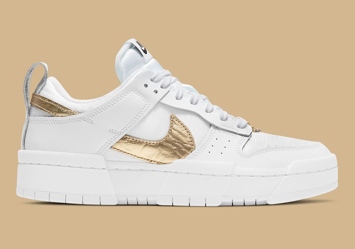 Giày Nike Wmns Dunk Low Disrupt 'White Metallic Gold' DD9676-100 - Ảnh 5