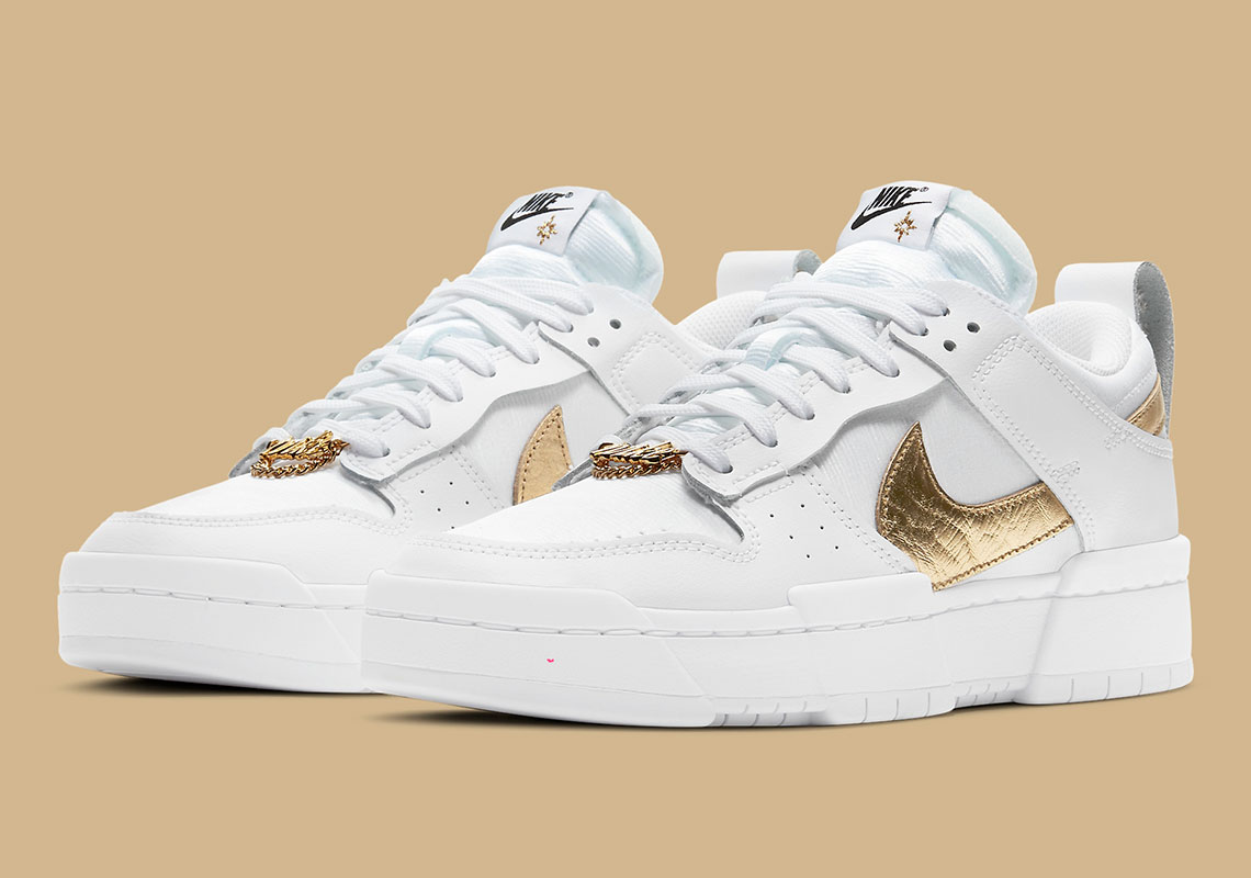 Giày Nike Wmns Dunk Low Disrupt 'White Metallic Gold' DD9676-100 - Ảnh 7