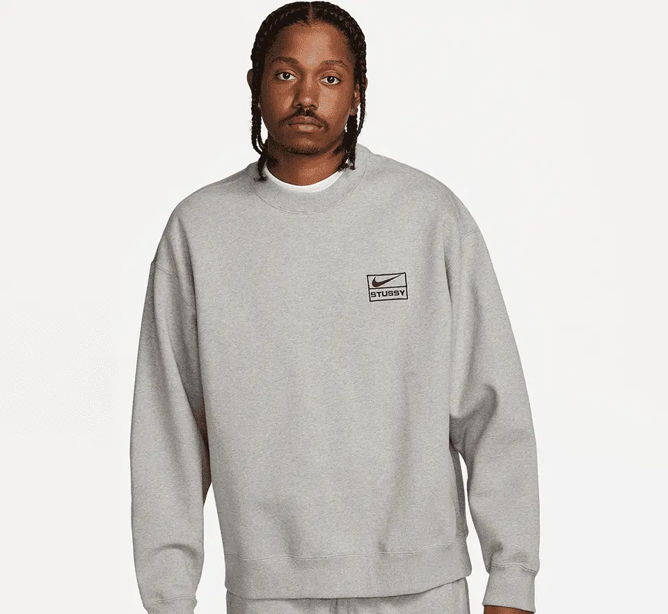 Ao Nike x Stussy Crew Fleece 'Grey' DO9337-063