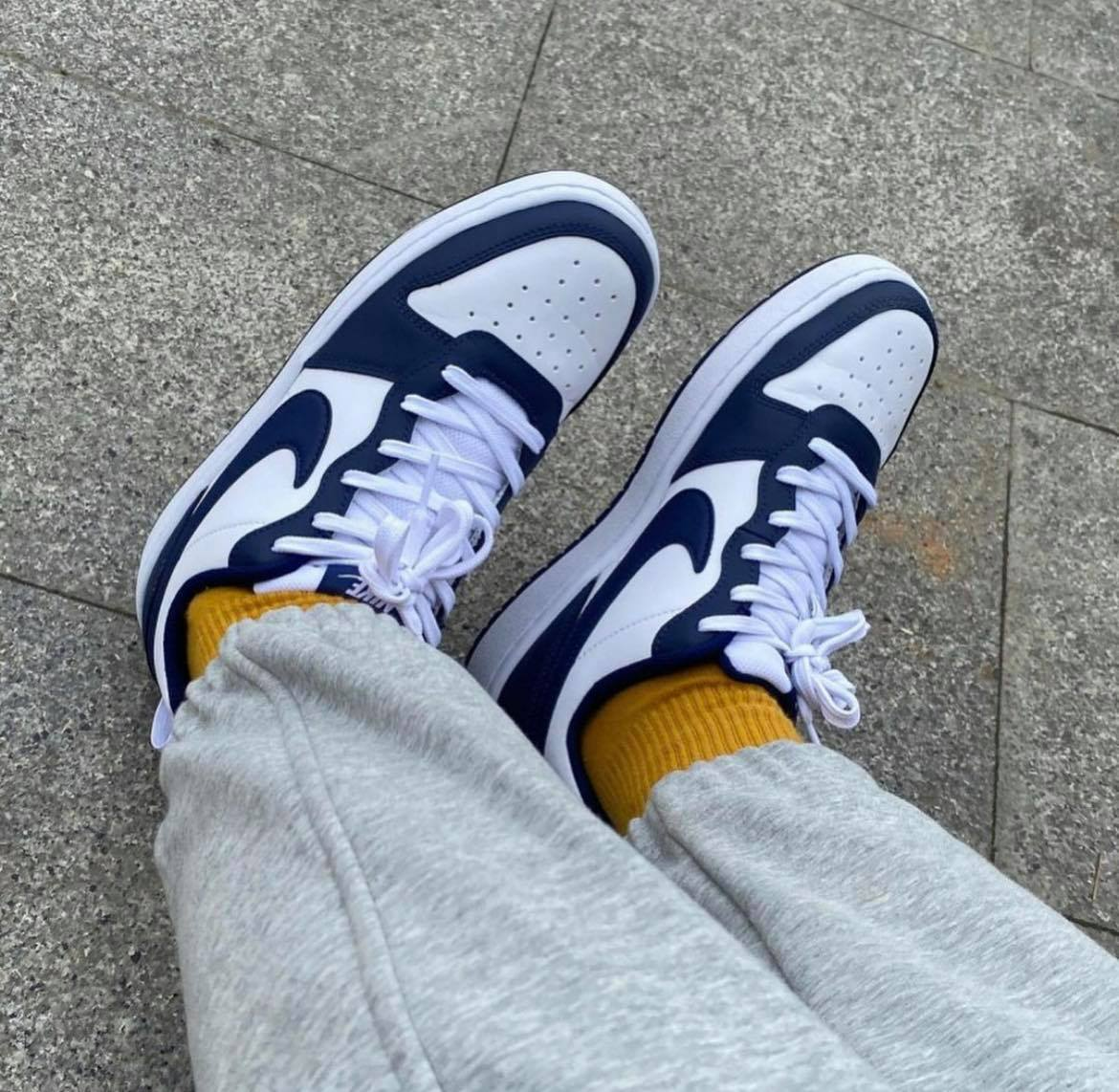 Giày Nike Court Borough Low 2 White Navy (GS) BQ5448-107 - Ảnh 2