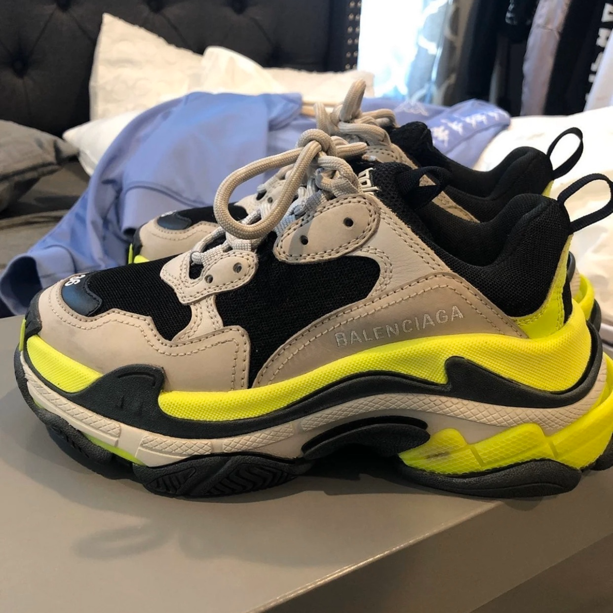 Giày Balenciaga Triple S Trainer Grey Yellow Fluo 524039-W09OH-1293 - Ảnh 4