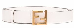 Thắt Lưng Fendi White Leather FF Gold Logo Plaque Buckle Belt 8C0649AA1LF1EXX