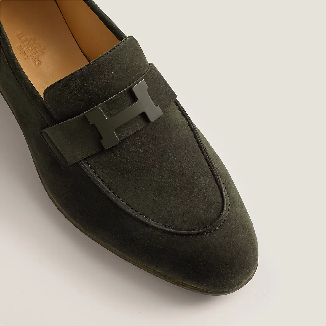 Giày Hermes Paris Loafer 'Olive Green' H192437ZAZ2415 - Ảnh 4