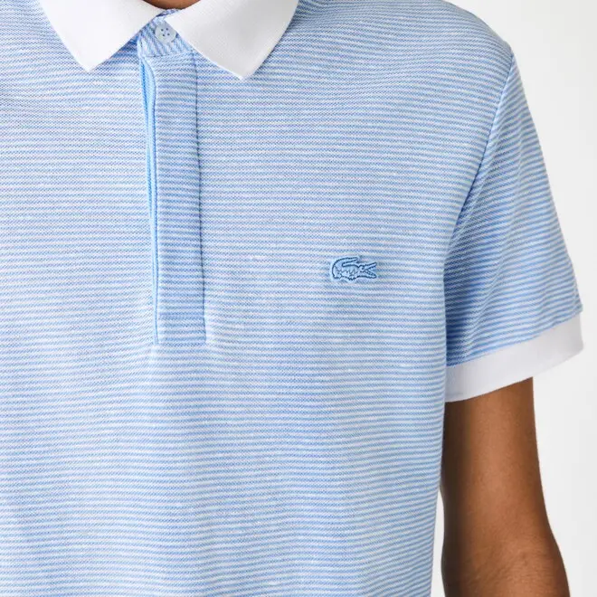 Alternative view of Áo Lacoste Linen Blend Striped Polo Blue PH9729-51G