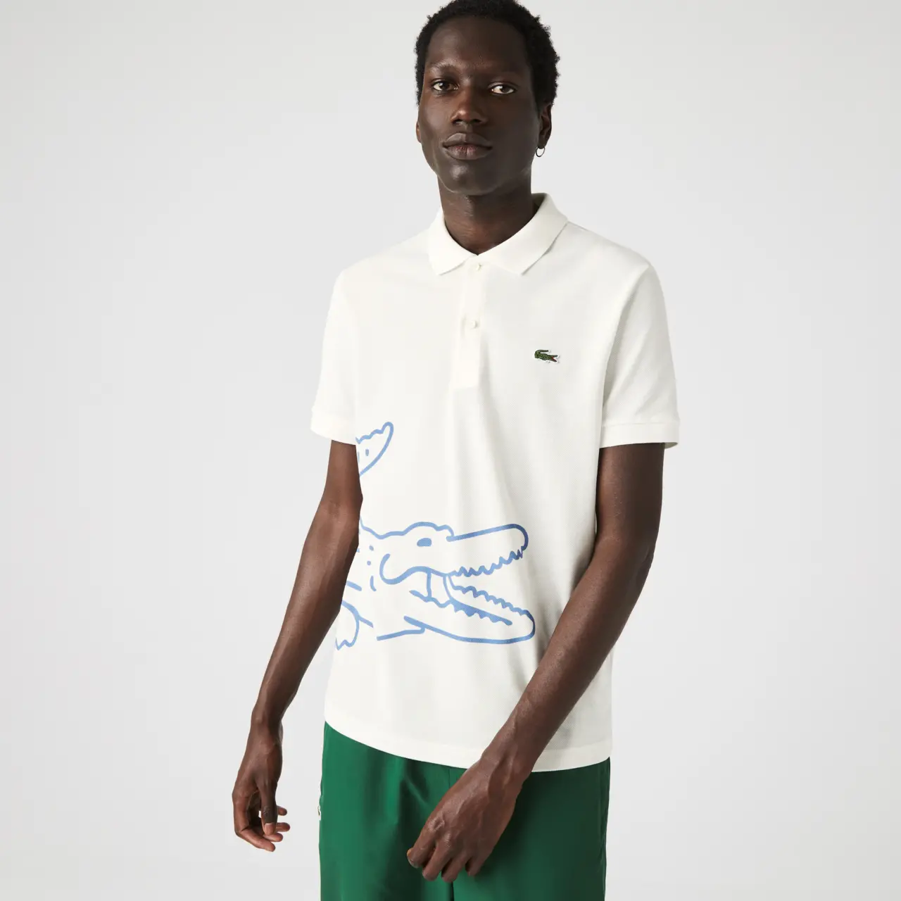 Alternative view of Áo Lacoste Men's Crocodile Print White Polo Shirt PH9739-70V
