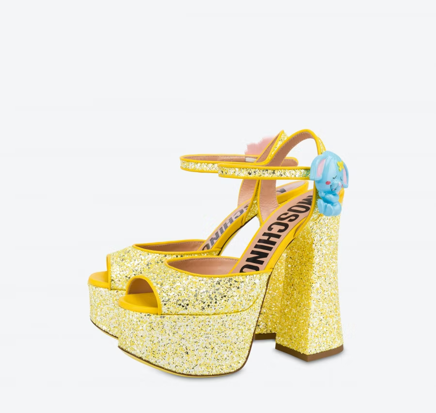 Giày Cao Gót Moschino High Glitter Platform 'Yellow' MA1611EC0EMJN400 - Ảnh 2