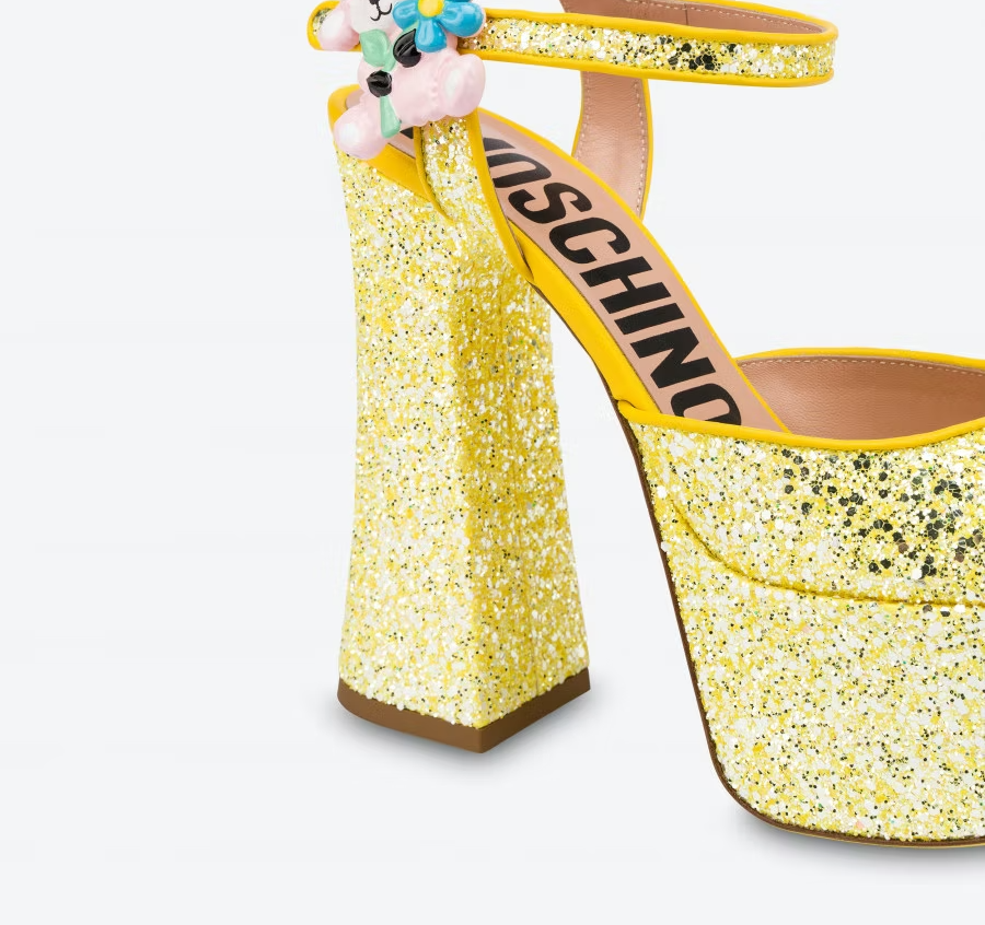 Giày Cao Gót Moschino High Glitter Platform 'Yellow' MA1611EC0EMJN400 - Ảnh 4