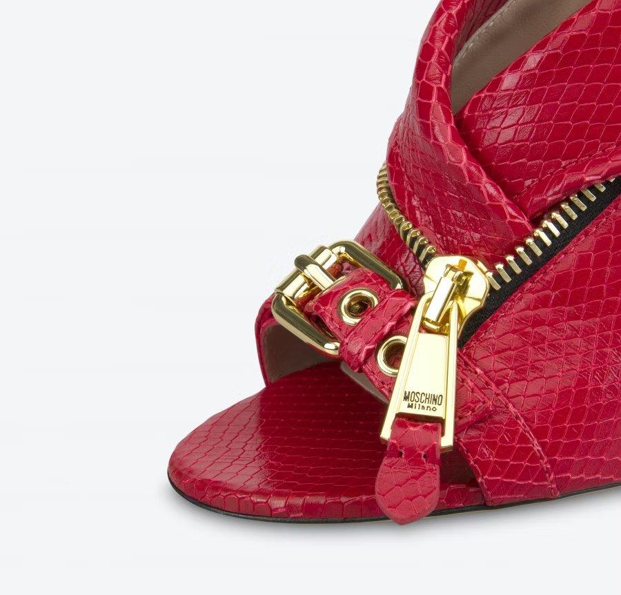 Giày Cao Gót Moschino Biker Slingback 'Red' MA1612AC1EMI5500 - Ảnh 4