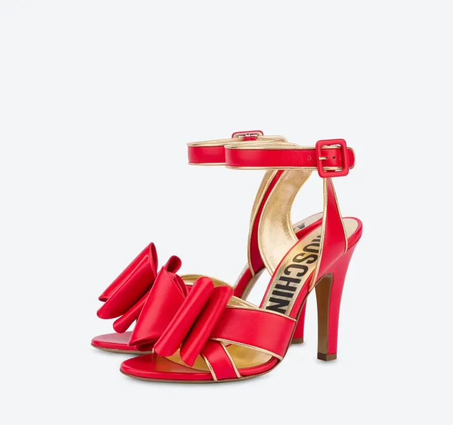 Alternative view of Giày Cao Gót Moschino Low Bow Calfskin 'Red' MA1641AC1EMFL501