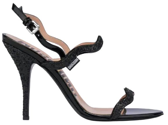 Giày Cao Gót Moschino Ric Rac High Glitter 'Black' MA1656AC0EMJV000