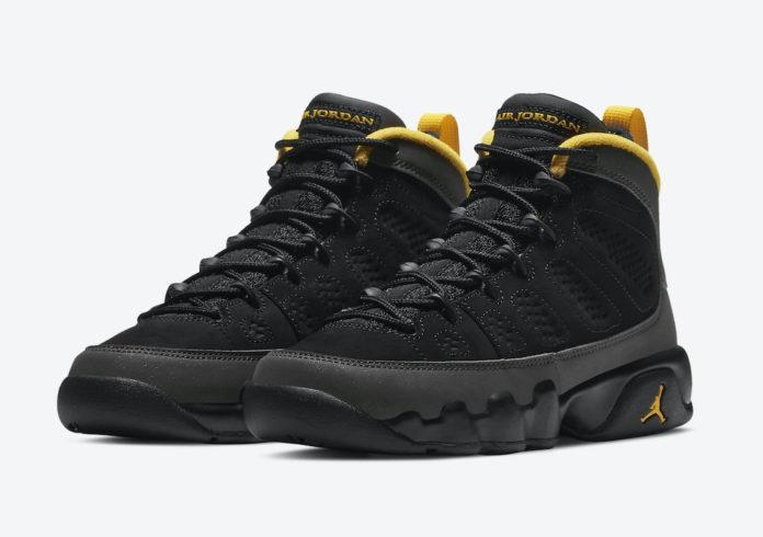 Giày Nike Air Jordan 9 Retro GS 'Dark Charcoal University Gold' 302359-070 - Ảnh 6