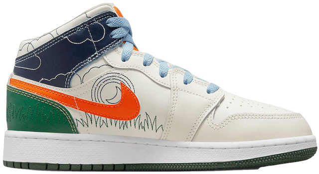 Giay Nike Air Jordan 1 Mid Stitch 'White Green Black' DX2462-100