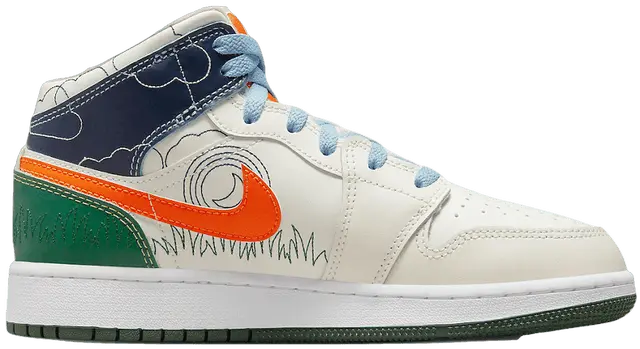 Giay Nike Air Jordan 1 Mid Stitch 'White Green Black' DX2462-100