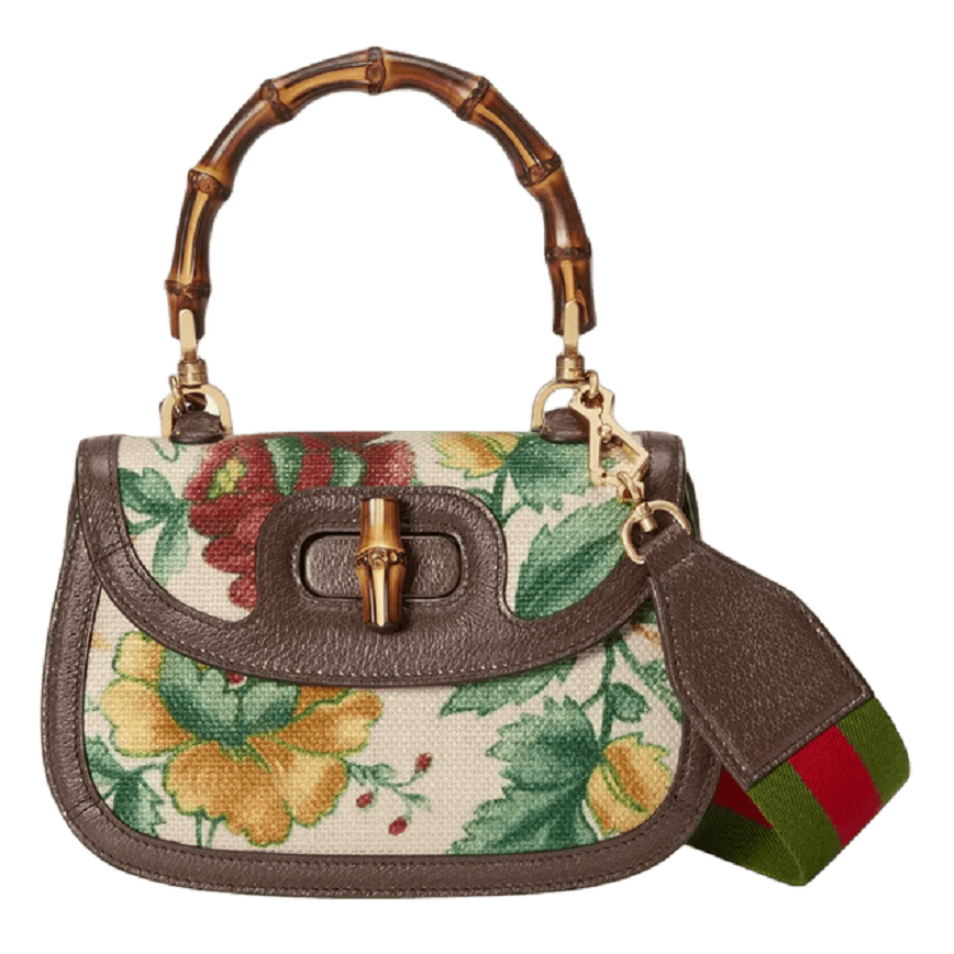 Tui Gucci Bamboo 1947 Small Top Handle Bag 'Ivory Canvas' ‎675797-U1WBT-9286