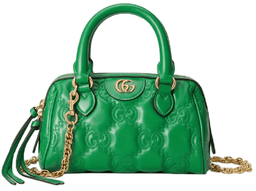 Tui GG Matelasse Leather Top Handle Bag 'Green' 702251-UM8HG-3389