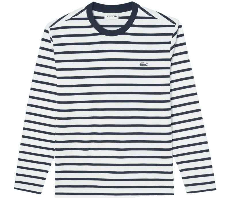 Ao Lacoste Long Sleeve Solid Stripe T-Shirt 'White Blue' TH018E-53G-166
